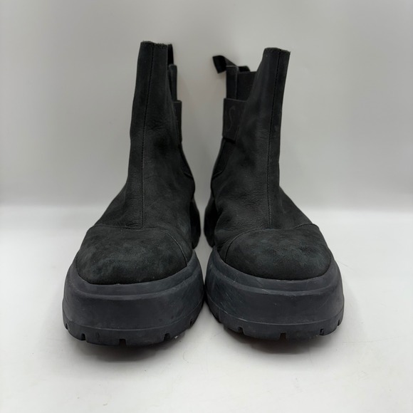 TOMS Alpargata Combat Boots Black Leather Chunky Lug Sole Chelsea Womens 9.5 - Picture 3 of 9